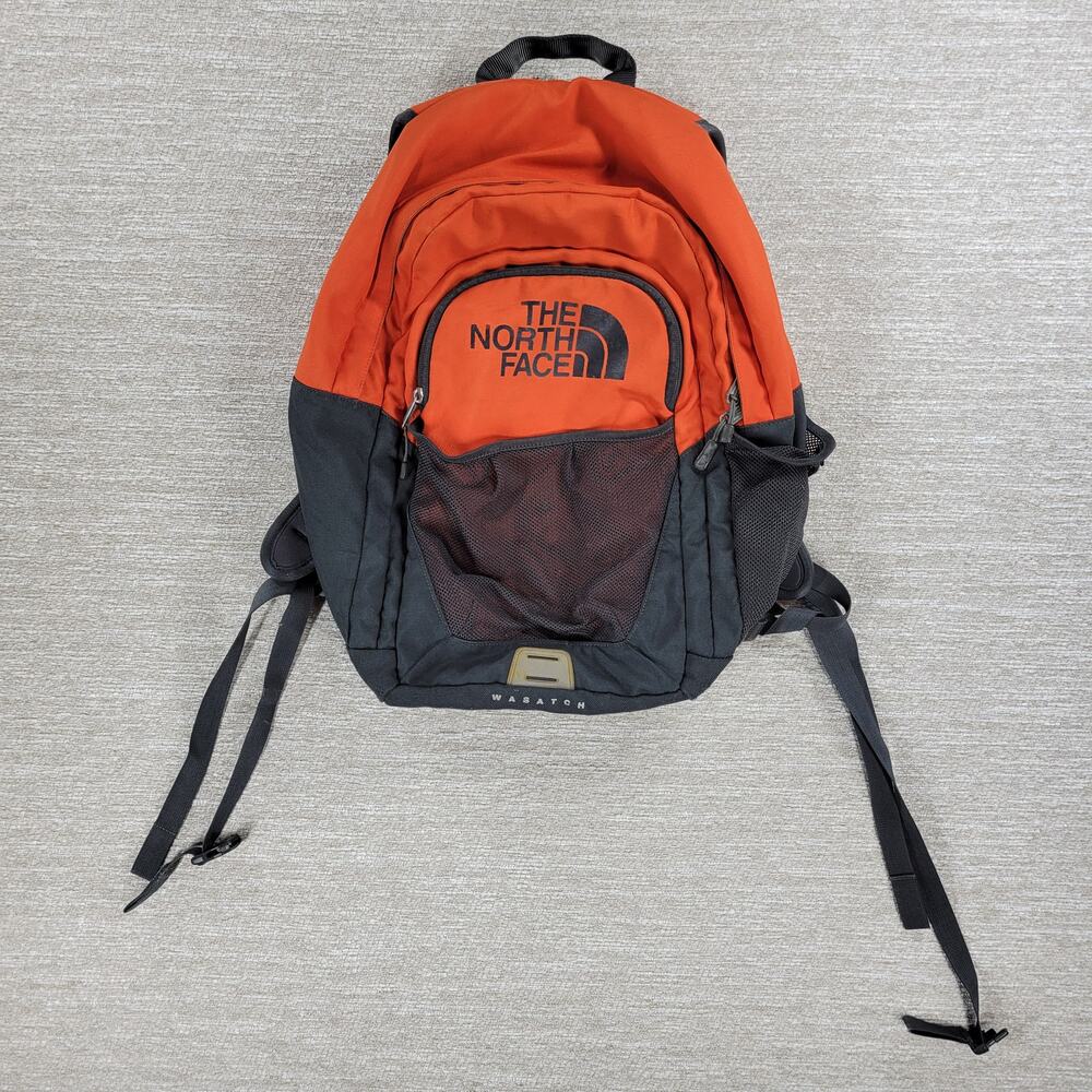 The North Face Wasatch Backpack Orange Black Travel School Weekender Camping Bag